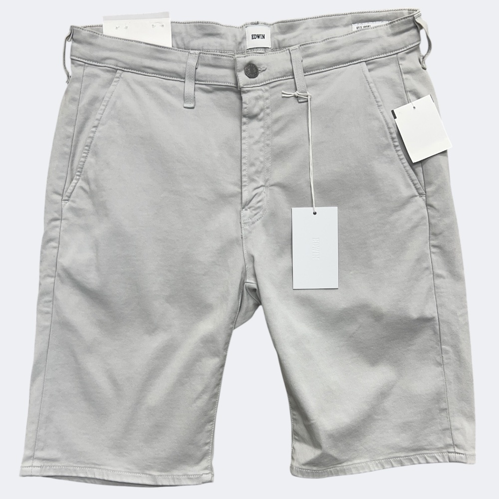 Edwin Otis Short Chino Shorts Mens 31‎ Stone Gray Endurance Stretch USA Summer